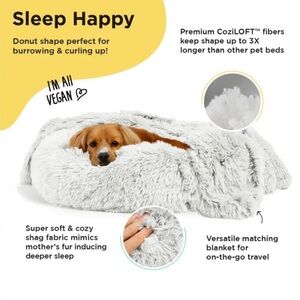 DONUT SHAG BUNDLE BED AND BLANKET FROST 23"X23